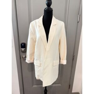 Mod Ref Open Front Blazer Womens M Cream Jacket Clean Girl Minimalist Officecore